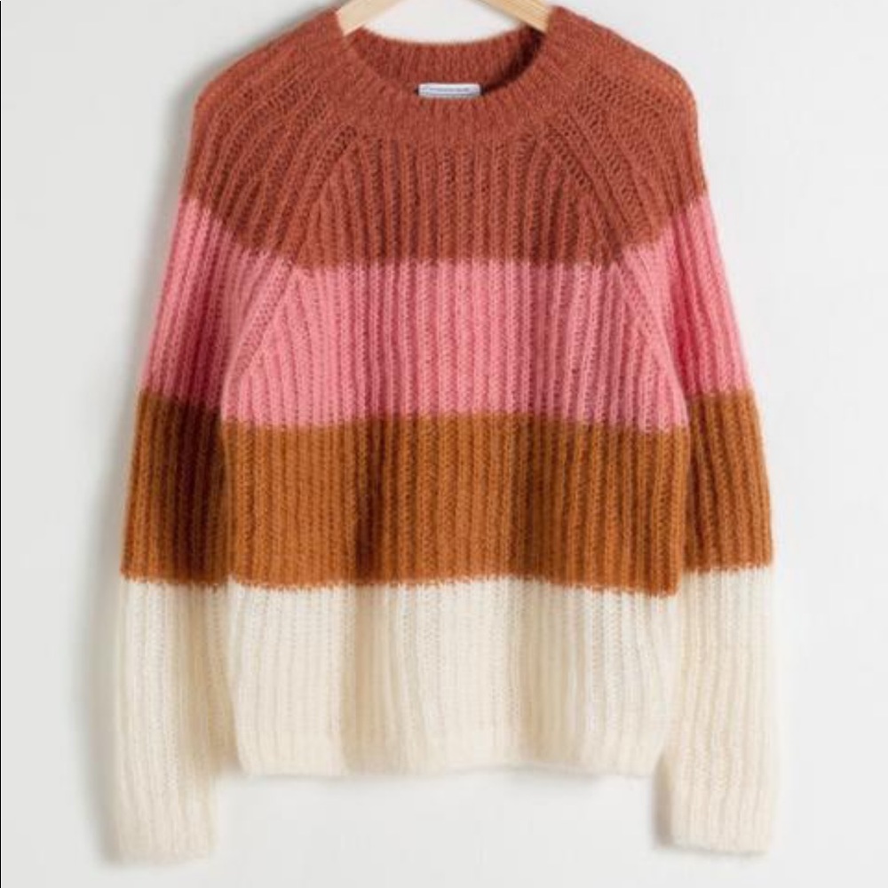 Pink and rust wool sweater